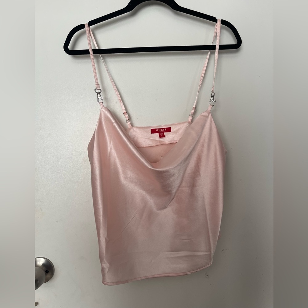 Satin Guess pink adjustable strap, can criss cross as well